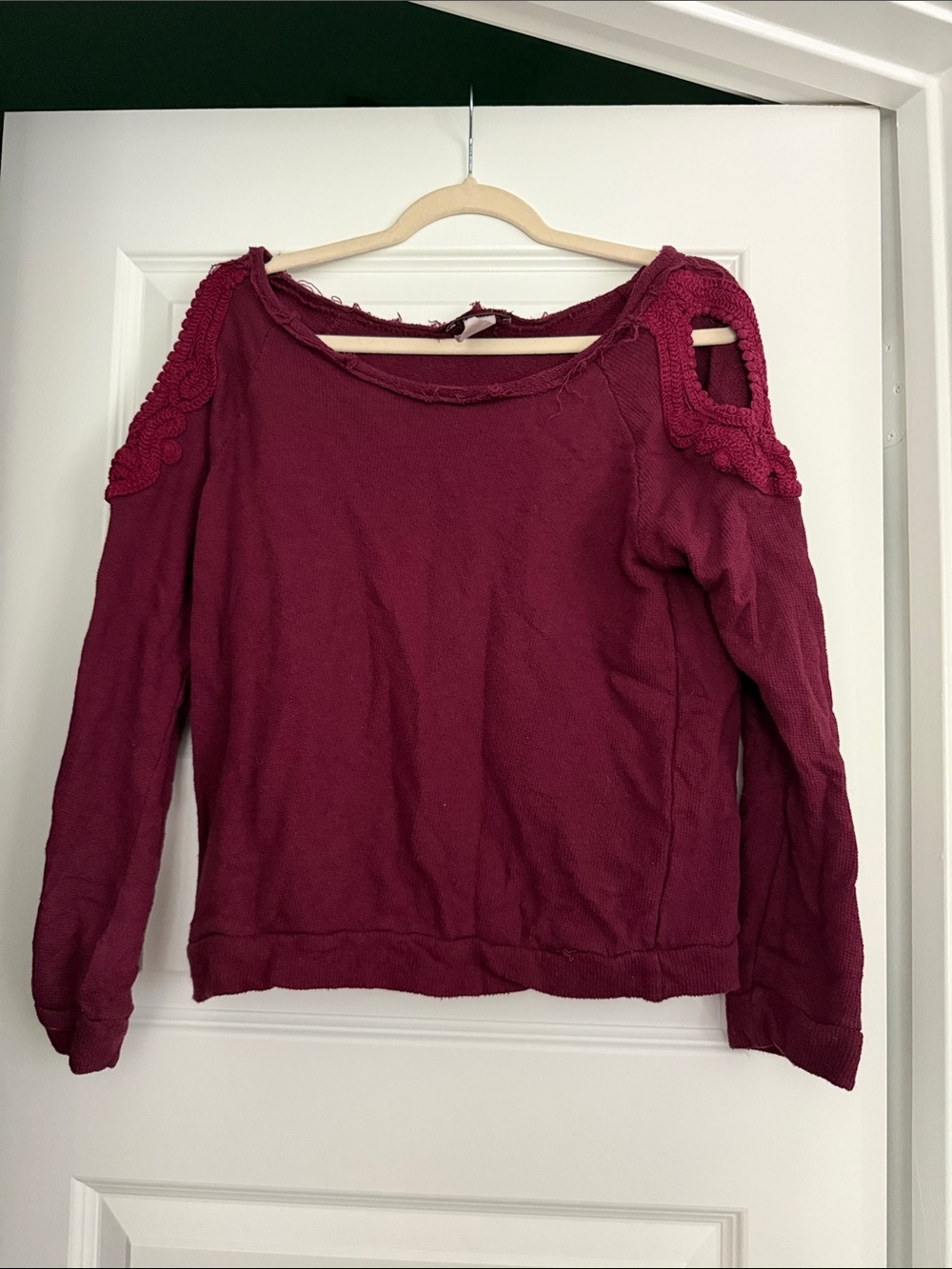 Cozy Casual Wine Cold-Shoulder Knit Sweater